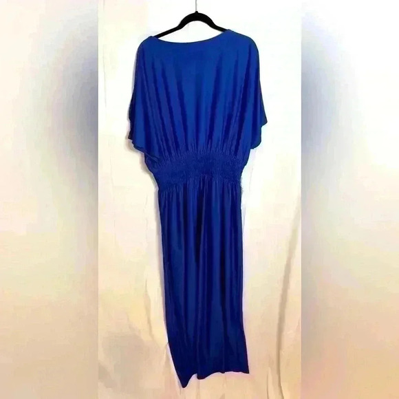 NWT! Royal Blue Split Sleeves Smocked Elegant Cocktail Long Maxi Dress (3X) - Picture 4 of 10
